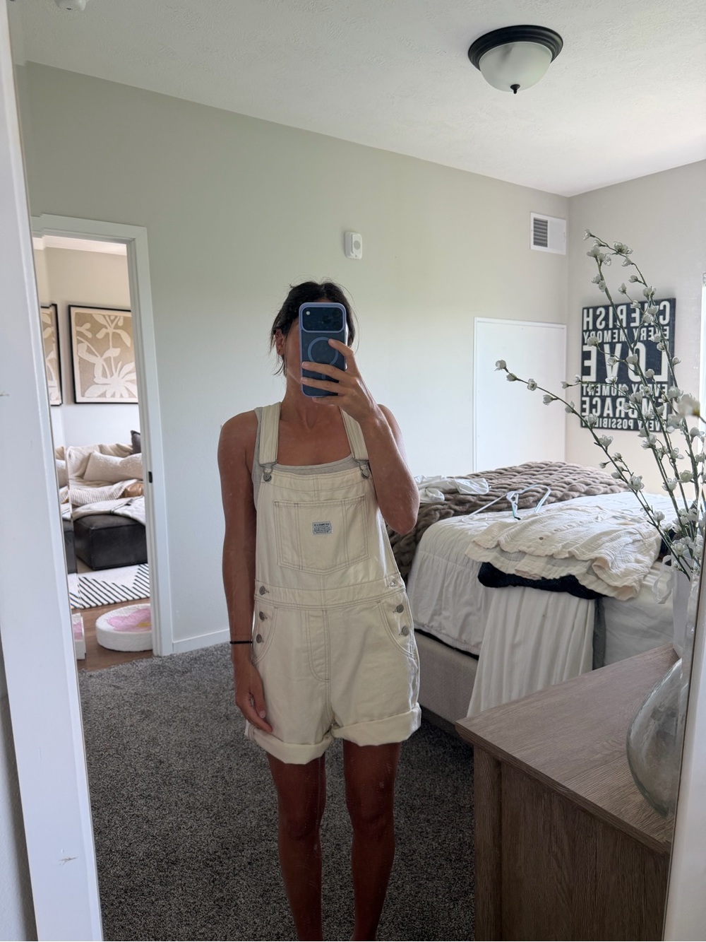 Levi's Cream White Short Overalls